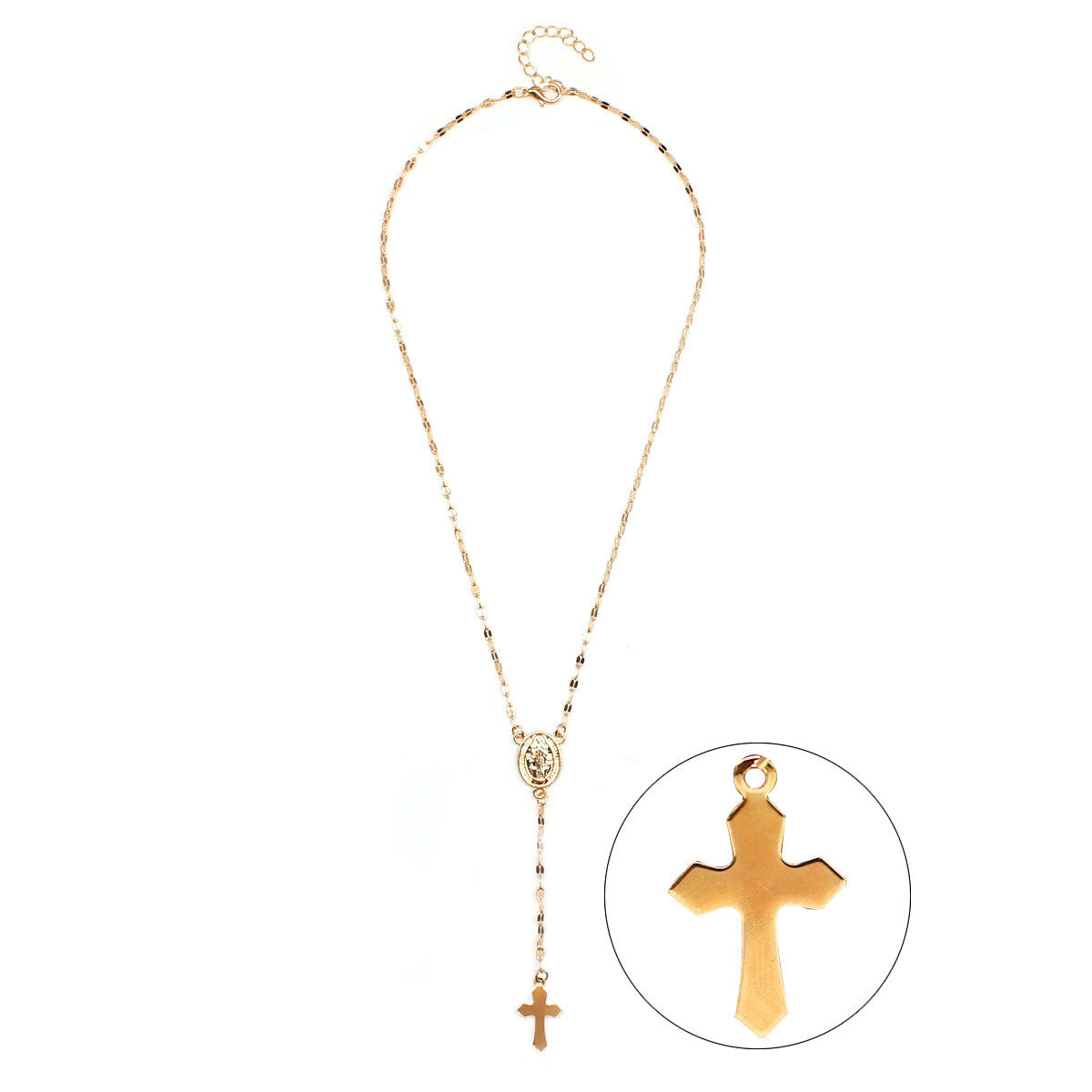 Alloy Three color cross Virgin necklace