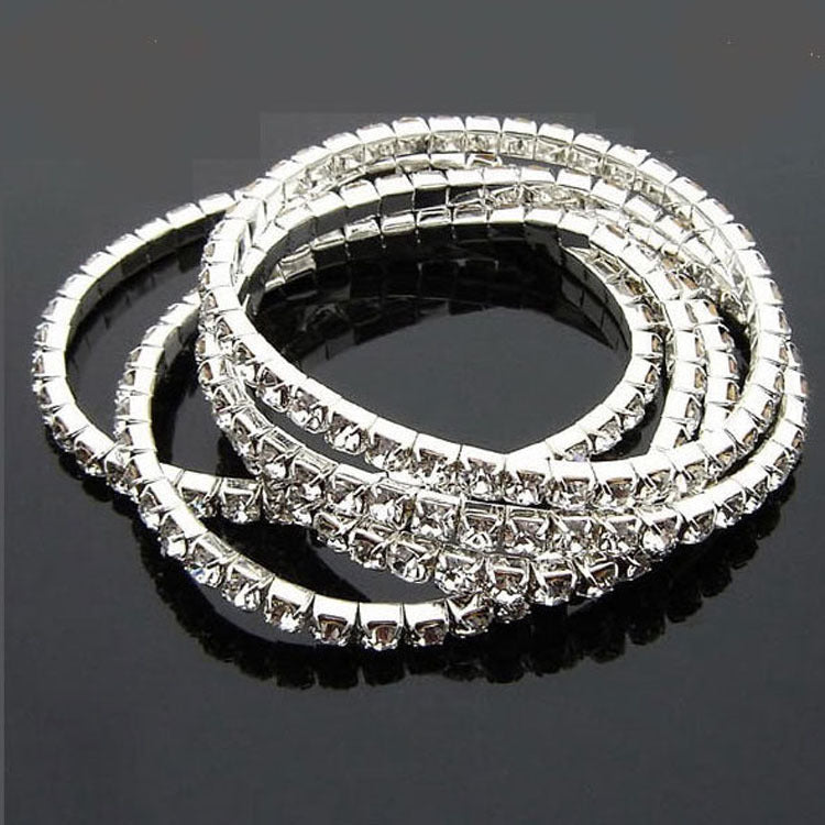 Full Diamond Single Row Multi-layers Elastic Bracelet Combination Bracelet