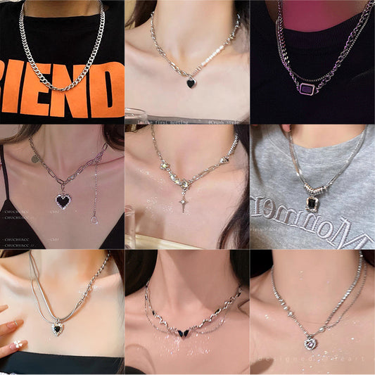 Hot selling pearl necklace versatile titanium steel sweater chain
