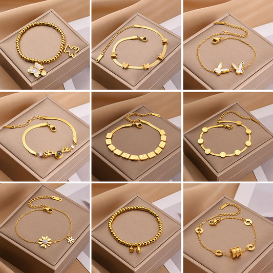 Hot selling golden titanium steel bracelet for women's bracelets