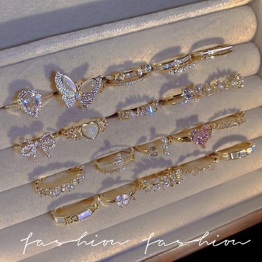 Luxury Adjustable Size  Zircon Pearl Lady Rings
